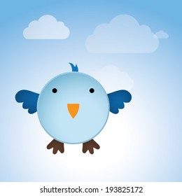Cute and happy morning bluebird with clouds in the background 