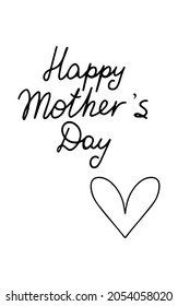 Cute Happy Mother's Day card for mom gift to send by email and social media in hand drawing style. Vector illustration.