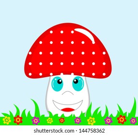 Cute happy mushroom