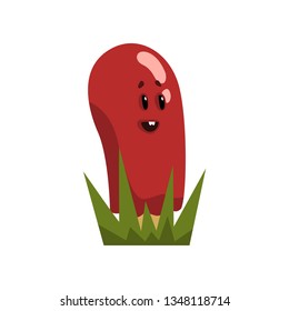 Cute happy mushroom character with funny face vector Illustration on a white background