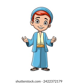Cute happy muslim boy cartoon