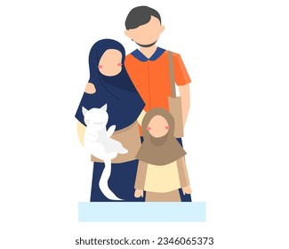 Cute Happy Muslim Family Illustration