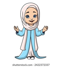 Cute happy muslim girl cartoon