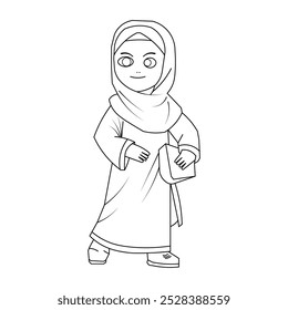 Cute Happy Muslimah Girl Wearing Hijab with Expression