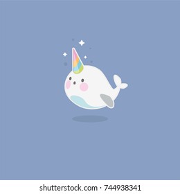 Cute happy narwhal