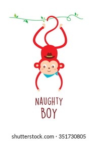 cute happy naughty red monkey vector