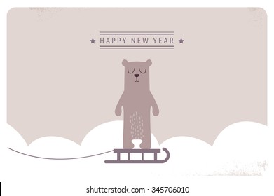 cute happy new year greeting card design.  illustration