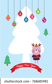 cute happy new year greeting card vector