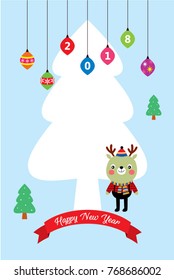 cute happy new year greeting card vector
