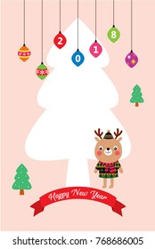 cute happy new year greeting card vector