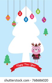 cute happy new year greeting card vector