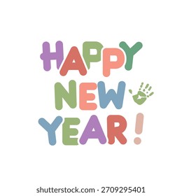 Cute Happy New Year Typography Vector
