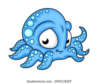 Cute Happy Octopus Cartoon Character