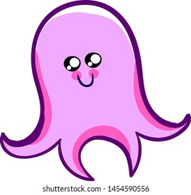 Cute happy octopus, illustration, vector on white background.