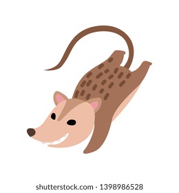 Cute Happy Opossum, Adorable Wild Animal Jumping Vector Illustration