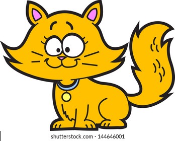 Cute Happy Orange Cartoon Kitten