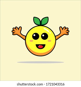 Vector de caricaturas naranja lindo y feliz