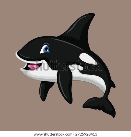 Cute Happy Orca Killer Whale Cartoon Vector Illustration
