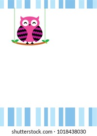 cute happy owl cartoon greeting card vector