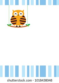 cute happy owl cartoon greeting card vector