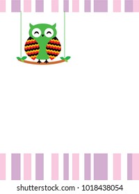 cute happy owl cartoon greeting card vector