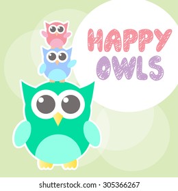 cute happy owl cartoon vector