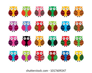 cute happy owl vector collection