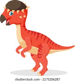 Cute happy pachycephalosaurus dinosaur cartoon