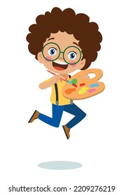 cute and happy painter boy