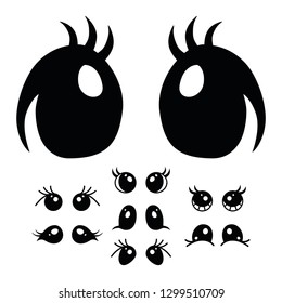 Cute and happy pairs of eye. Complement with faces of unicorn, llama, cat, etc. Fantastic clipart for t-shirt, pillow, card, package. 