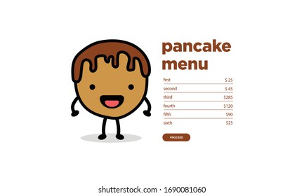 Cute Happy Pancake Menu Design