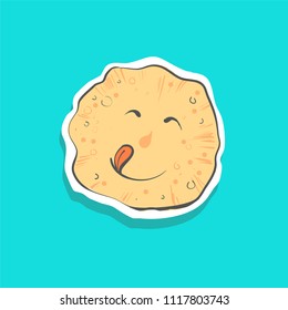 Cute happy Pancake with toungue sticker fashion patch badge