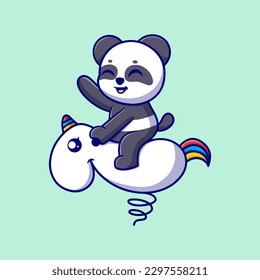 Cute happy panda bear Cartoon Vector Icon Illustration. Animal Icon Concept Isolated Premium Vector. Flat Cartoon Style