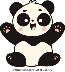 Cute Happy Panda with Open Arms