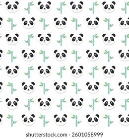 Cute happy panda pattern background illustration