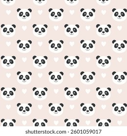 Cute happy panda pattern background illustration