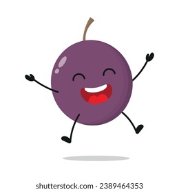 Cute happy passion fruit cartoon. Funny victory jump celebration fruit cartoon emoticon in flat style. closet vector illustration	
Category	
Food	
