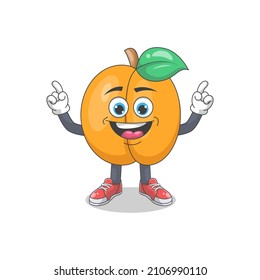 Cute Happy Peach Cartoon Vector Illustration. Fruit Mascot Character Concept Isolated Premium Vector