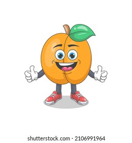 Cute Happy Peach Thumbs Up Cartoon Vector Illustration. Fruit Mascot Character Concept Isolated Premium Vector
