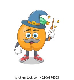 Ilustración de vectores de dibujos animados del asistente Cute Happy Peach. Concepto de carácter mascota de frutas Vector premium aislado