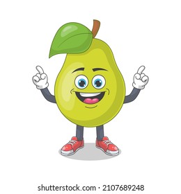 Cute Happy Pear Cartoon Vector Illustration. Fruit Mascot Character Concept Isolated Premium Vector