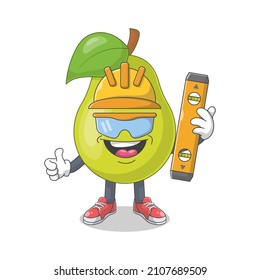 Cute Happy Birn Cartoon Vektorgrafik. Obstmascot-Zeichenkonzept einzeln auf Premium-Vektorgrafik
