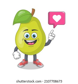 Cute Happy Pear With French Fries Cartoon Vector Illustration. Fruit Mascot Character Concept Isolated Premium Vector
