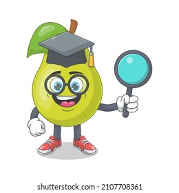 Cute Happy Pear University Graduate Cartoon Vector Illustration. Fruit Mascot Character Concept Isolated Premium Vector