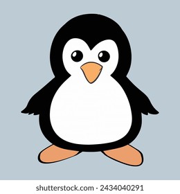 Cute Happy Penguin Cartoon Icon Illustration. Animal Nature Icon Concept Isolated