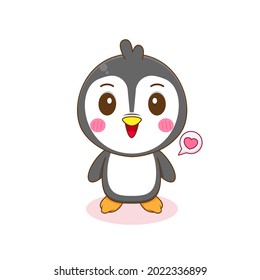 Cute happy Penguin Chibi Character Illustration