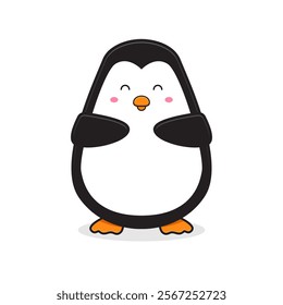 Cute happy penguin mascot character cartoon icon illustration. Design isolated flat cartoon style