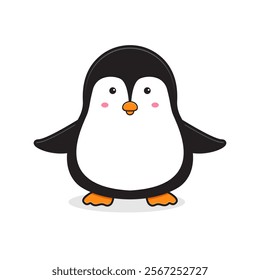Cute happy penguin mascot character cartoon icon illustration. Design isolated flat cartoon style