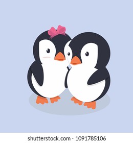 A Cute Happy Penguins Couple
