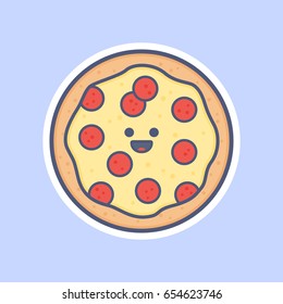 Cute and Happy Pepperoni Pizza